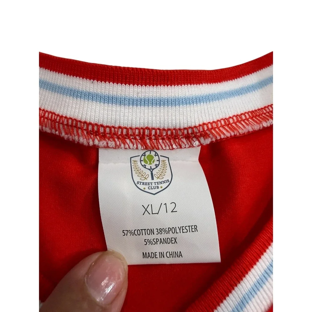 Street Tennis Club‎ Skort Set Kids XL/12 Red White Blue Sporty Tenniscore 2pc